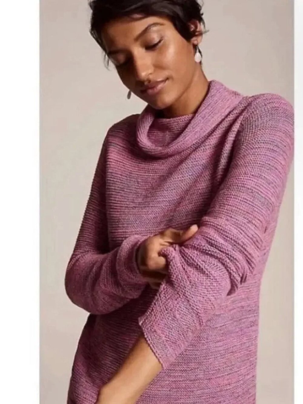 J.Jill Cotton Blend Cowl Neck Sweater Size Medium Pink Long Sleeve Pullover